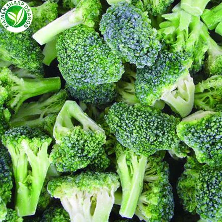 Frozen broccoli florets ready for portion comparison Frozen broccoli florets in mixed sizes